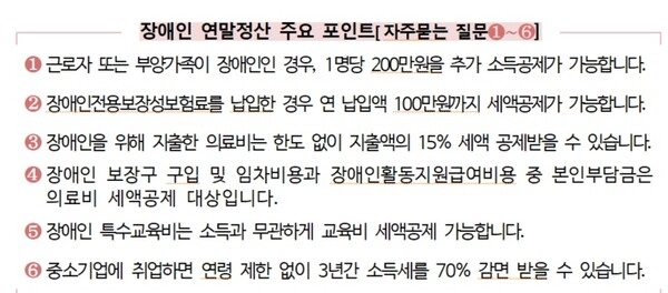 올해부터 장애인 근로자를 위한 새로운 연말정산 혜택 시행